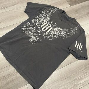 Men's Gray Y2K Affliction Style Graphic T-Shirt Size Large